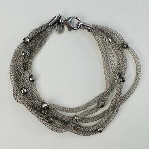Sterling Silver 925 Dainty Byzantine Woven Bracelet with Faceted Ball Detail